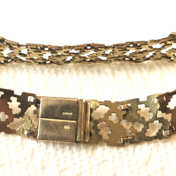 VINTAGE K&L GERMANY ROLLED GOLD Woven Modernist Bracelet Mid Century 1960s Gold - Picture 6 of 8